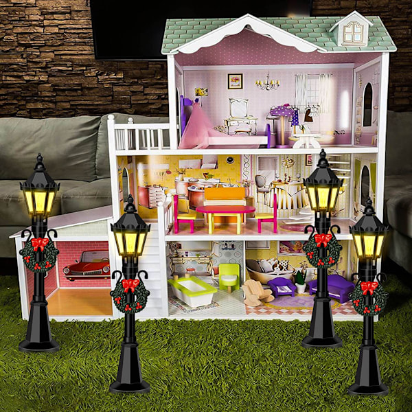 4 kpl Joulu Mini Katulamppumalleja Nukkekoti Katulamppuja Miniatyyrikylien Polku Lamppu Tolppa DIY Mikro Maisema Satu Puutarha Tarvikkeet 0.4
