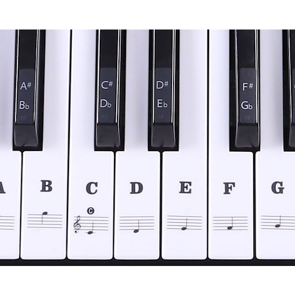 3 sæt sort-hvide transparente pianotastklistermærker 88 taster