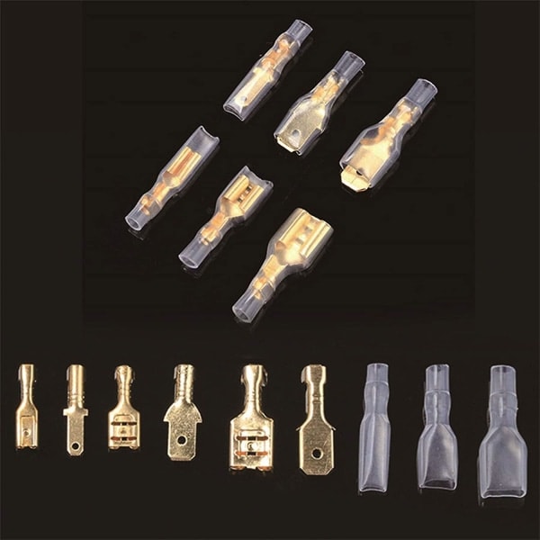 Hane Hona Spade Connector Elektrisk Wire Crimp Terminal Block Hane Hona Platt Anslutning med isolerande hylsa För Electric Wire Crimp, Golden,