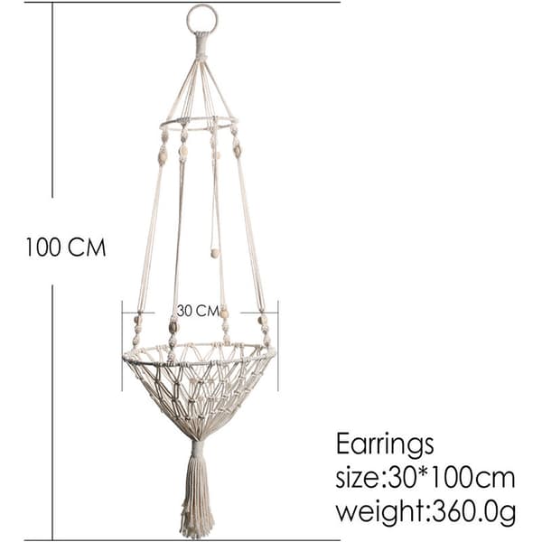 Tre macramé kattehengekøye og vevd bomullsrep for oppheng (30*100cm)-FA2-