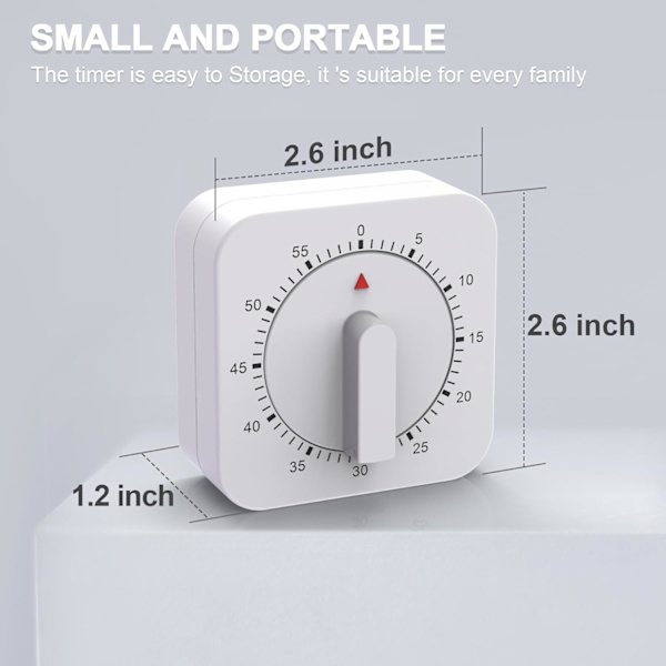 Kitchen Timer, 60 Minutes/1 Hour Countdown Alarm Reminder Egg Timers White Square Wind-Up Mechanical Timer for Baking Boiling Eggs Cooker Teacher-FA-