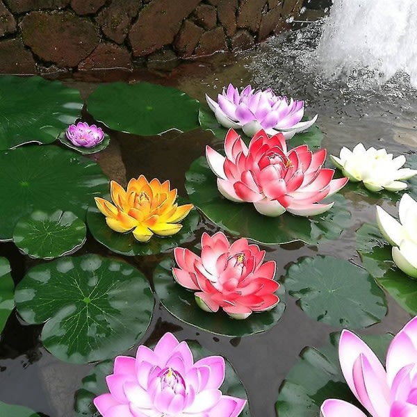 5 stk Kunstig flytende vannlilje Eva Lotus Blomst Dam Dekor 10cm Kunstig Lotus Dam Tank Plante Ornament Hjem Hage