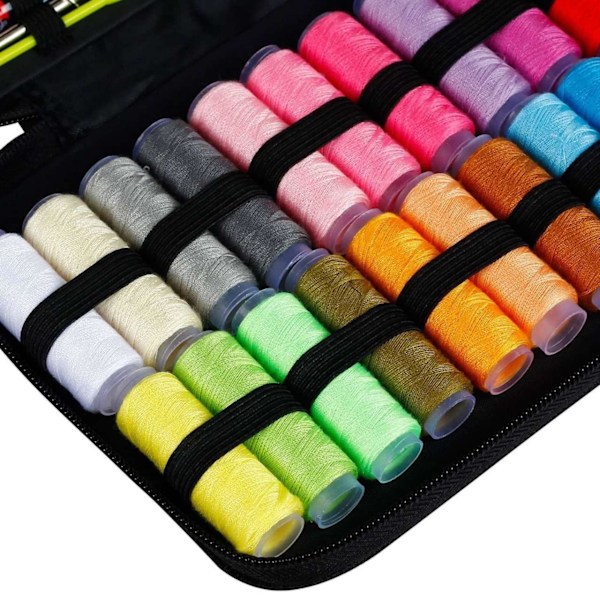 24 Erivärisen Langan Sykit - Runsaasti Tarvikkeita - 98 Osaa multicolor