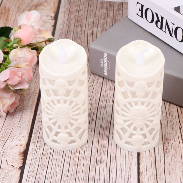 12PCS/4PCS Skull Spindeln?t Lampa Candle Light Dekoration LED