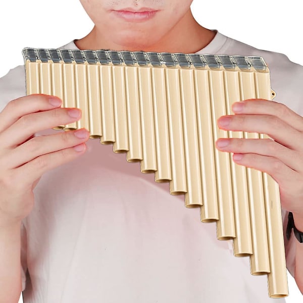 Huilu 18 putkea Panhuilu Musiikki-instrument Puhallettava soitin Kotelo aloittelijoille H creamy white