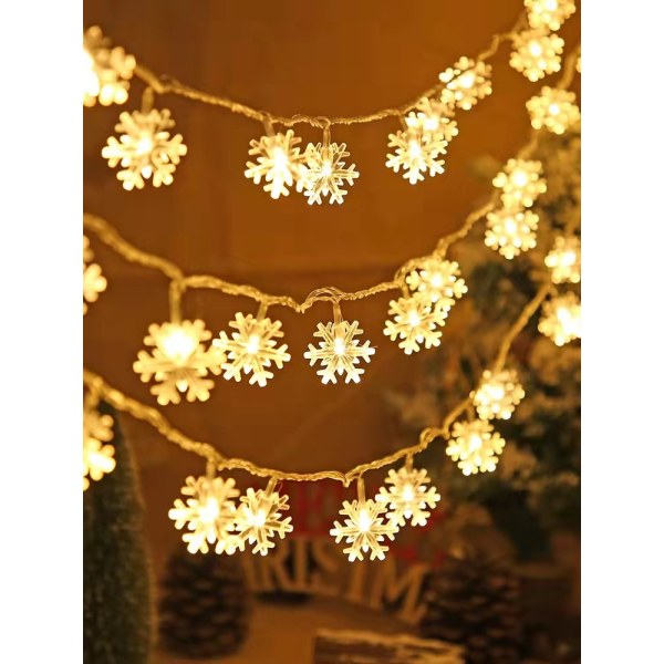 Jouluvalot, 6M 40LED Lumihiutalevalot USB ja Batte