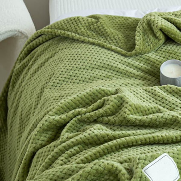 Kølig fleece tæppe jacquard vævet tæppe sommer kølig lur tæppe til sovesofa kontor grøn 100x120cm