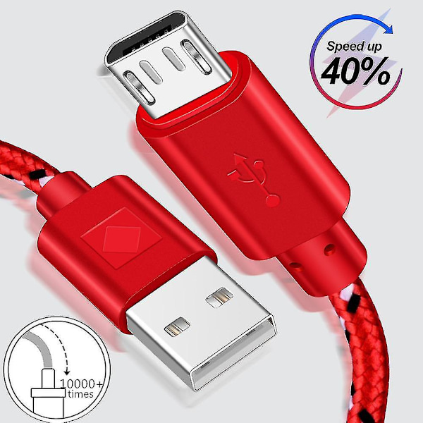 Micro USB-kabel Nylon hurtigoplader USB-kabel til Samsung Xiaomi Redmi Huawei Lg Microusb Android-telefonkabler