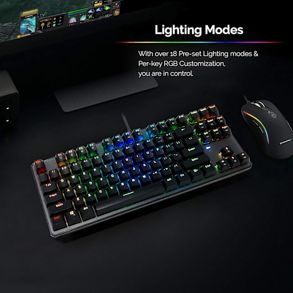 Tecware Phantom 87-näppäiminen mekaaninen näppäimistö, RGB-valaistus, Outemu