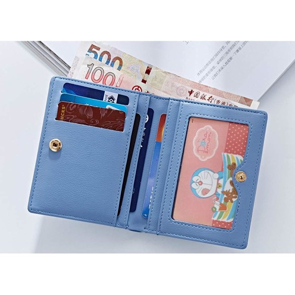 Dam plånböcker liten bifold läder ficka plånbok damer mini kort plånbok (blå)