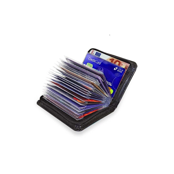 RFID-skyddad mjuk kompakt kreditkortplånbok för hela 36 kort Svart one size black