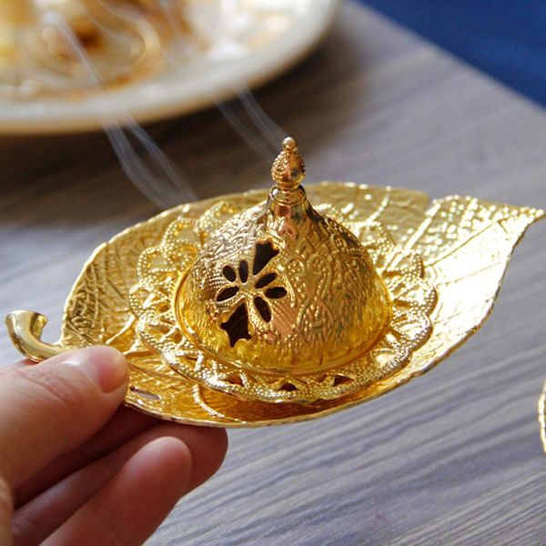Røgelsebrænder til meditationsrum, kontor, Ramadan, arabisk klassisk stil, kulrøgelsebrænder gold