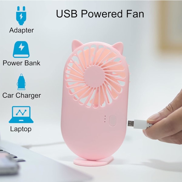 2-Pack Handheld Fan Mini Fan, Speed Adjustable USB Rechargeable