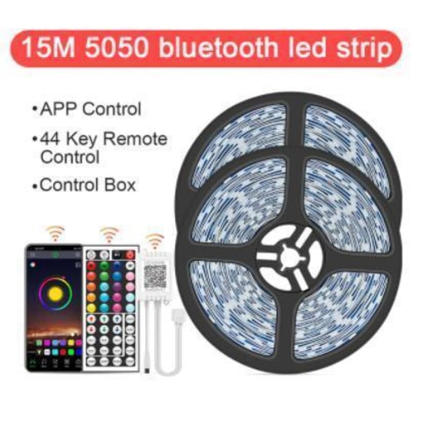 15M - 44-knappars Bluetooth LED-remsa - APP-kontroll MultiC multicolor 15m smd5050 bluetooth led strip 18LE