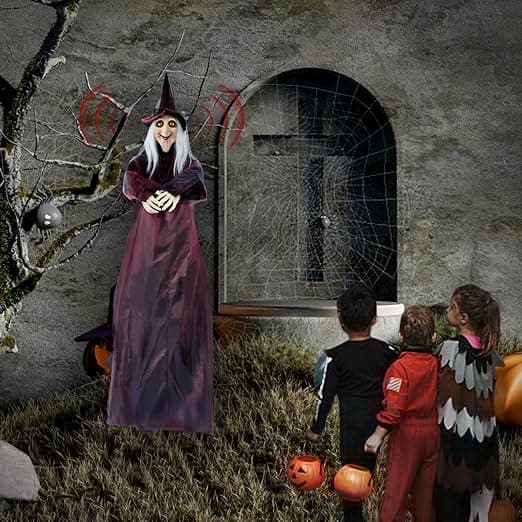 Hengende snakkende heks for Halloween-dekorasjon utendørs -FA-