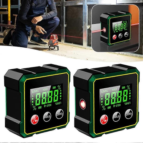 Digital Angle Gauge with Electronic Lasers 4-Sided Magnets Digital Angle Box USB Grad Angle Meter Spirit Level with-FA- With laser