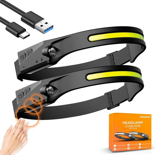 USB Hodelykt Oppladbar LED-lys Fem Modus Hvitt Lys Effektiv Hodelykt Sprutsikker 2-pakning-FA-