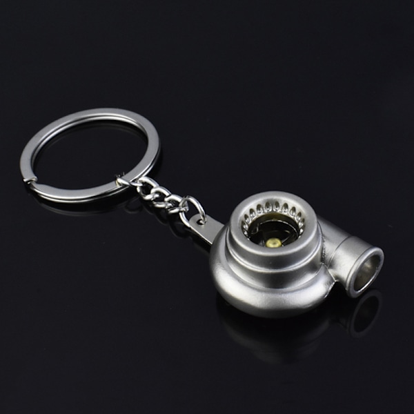 Mini Turbo Turbo Nøkkelring Spinnende Turbine Nøkkelring Matt Silver