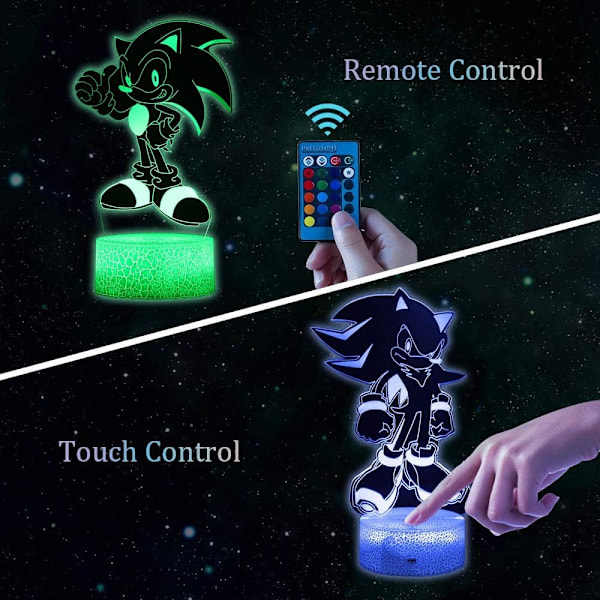 Sonic The Hedgehog 3D natlampe, Sonic Toys Anime-lampe 16