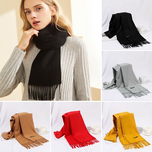 Cashmere tørklæde Ullsjal GUL yellow