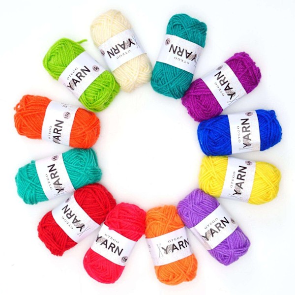12st Akryl Stick- & Virkgarn Spolar (26 m/rulle) multicolor