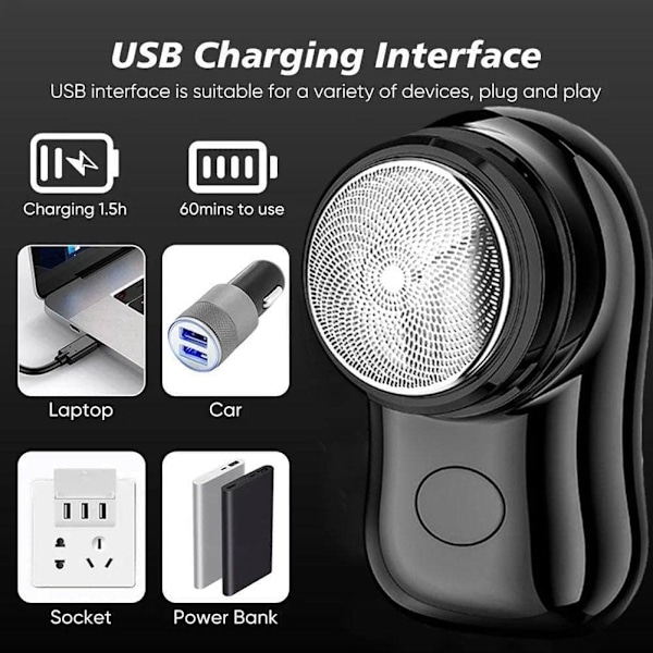 Elektrisk minirakapparat för män, USB-uppladdningsbar, våtrakning, ansiktshårstrimmer Gradient Blue