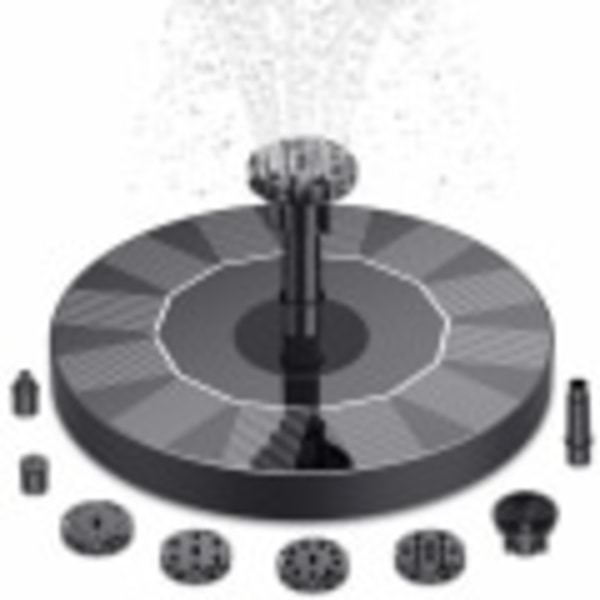 SunnySolar - Model SF-6N - Springvandspumpe - 1 enhed - Udseende: Flydende, sort - Perfekt til fuglebade, haver, damme, pools og akvarier