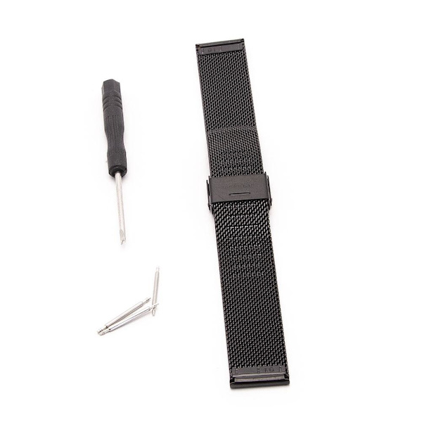 Klokkerem mesh - Svart eller Sølv 18 mm black Metall
