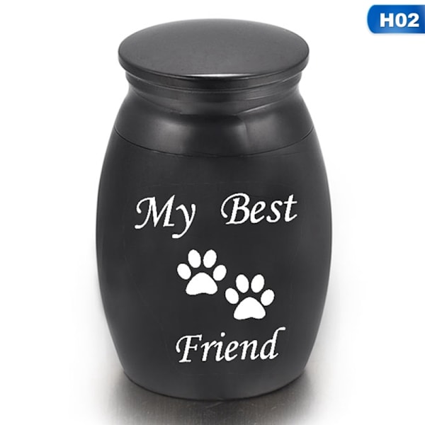 Svart legerad husdjursurna för hund, katt, fågel, mus, kremering, aska, minnesurna, columbarium, husdjursminnesmärke, ministorlek H09 H09