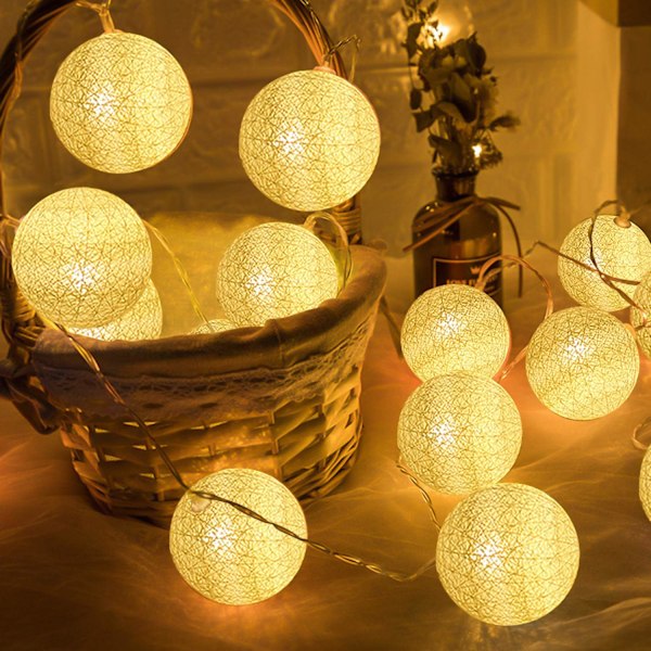 Bomullsbolls-USB-ljusslinga, 3M 20 LED-bollslinga