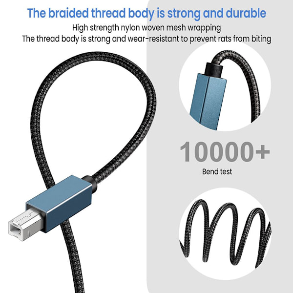 Skrivar kabel USB A till USB B 2.0 GRÅ 3M Grå Grey 3m