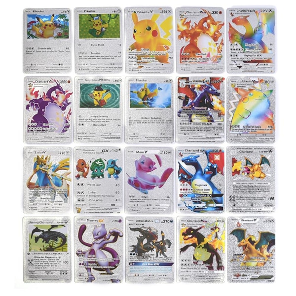 Cartoon Anime Guldfolie Trading Card Set för barns brädspel och samlarobjekt Silverfärgade Silvery