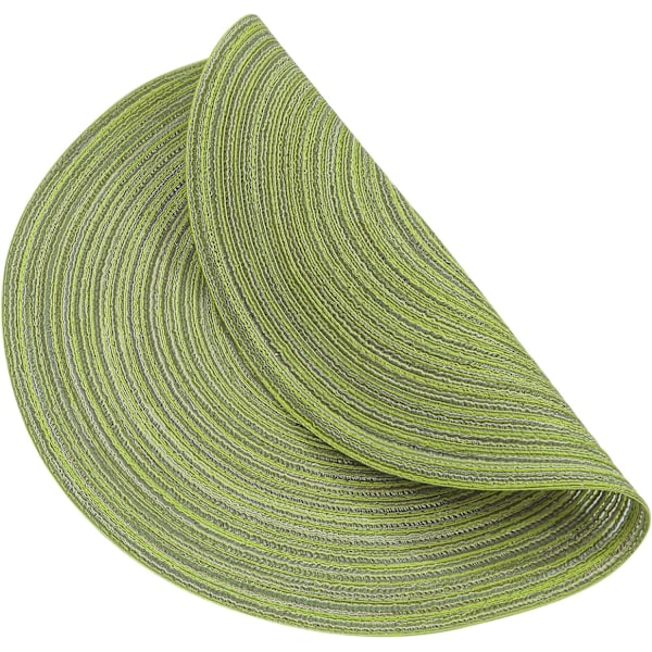 6 kpl:n setti, vihreät 38x38cm, vihreät pyöreät alustat puuvillaa punotut alustat pestävät jouluiset alustat lämmönkestävät alustat, hääjuhliin-FA6- H