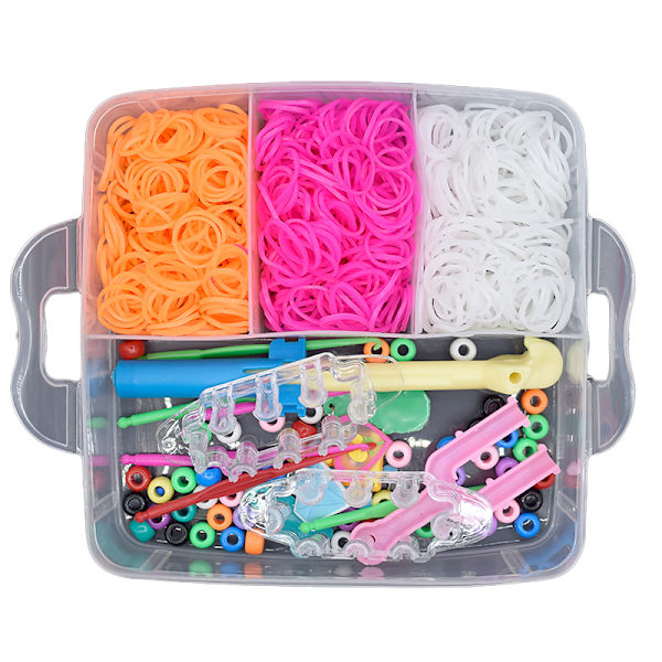Loom Bands-kit 4 500 st band - Gör egna armband & figurer flerfärgade multicolor