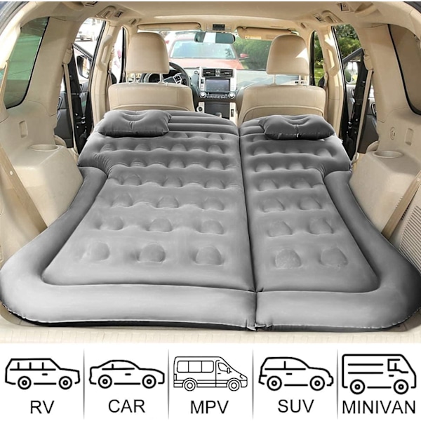 SUV Luftmadras Camping Seng Pude Oppustelig Tyk Bil Luftmadras Grey