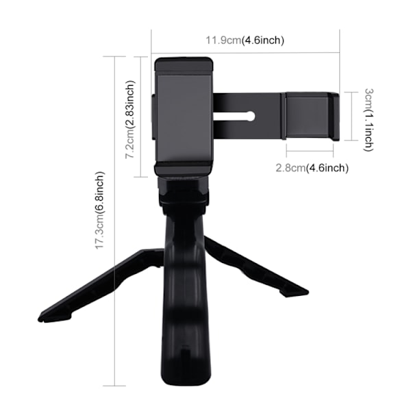 Smartphone Fixeringsklämma 1/4 tums Hållare Fäste + Grepp Fällbart Stativfäste Kit för DJI OSMO Pocket / Pocket 2