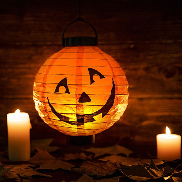 Halloween bærbar lykt flaggermus/skjelett/edderkopp/trykk glødende flaggermus