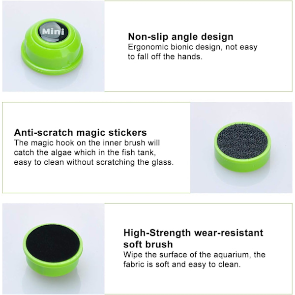 Mini magnetisk akvariebørste - Akvarierenser - Bærbar (grøn)