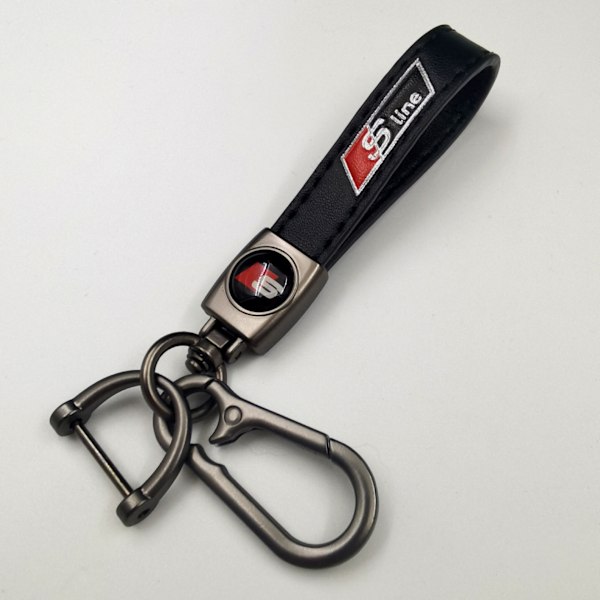 Personlig metalbilnøglering med logo - Lædernøglering til mænd Audi S Audi S Audi S Gunmetal Hardware