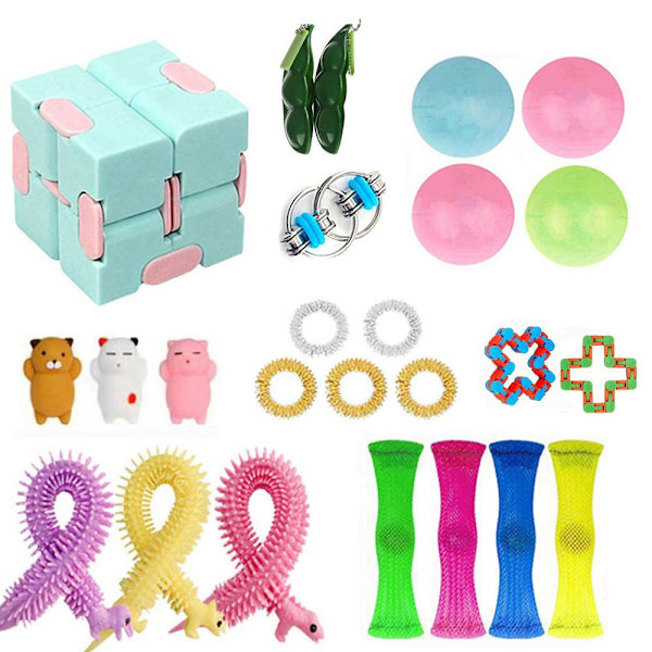 Fidget-lelut, stressipalloja, kuoppia, papuja ja muita monivärisiä blindbox-settejä (Blindbox 30 kpl)