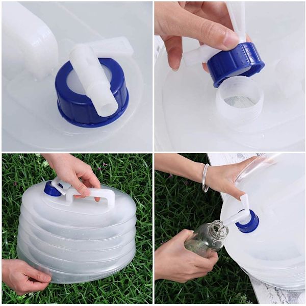Hopfällbar vannflaske med sammenleggbar vanntank for camping, klatring, overlevelse, 15 l