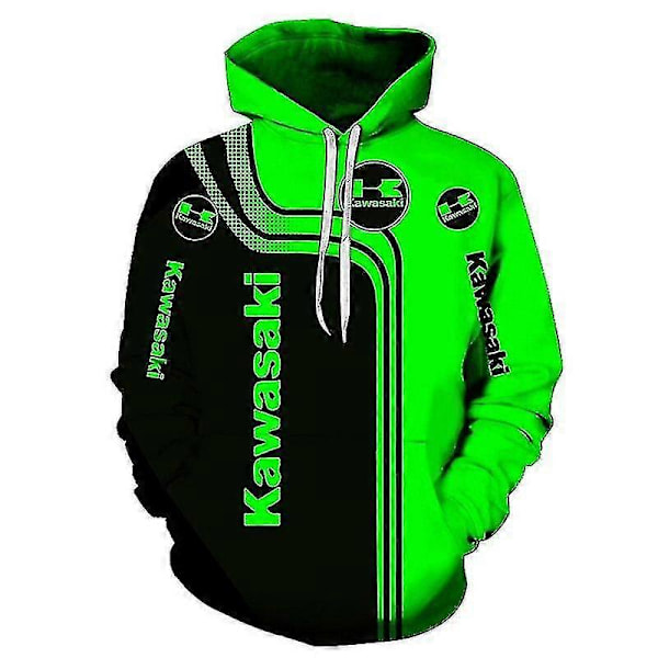 2022 Vår och Höst Ny Kawasaki 3D-skrivare Digitaltryck Dragkedja Hoodie Motorcykel Löpar Hoodie Herr Dam Nya LGL 140 140 XXS