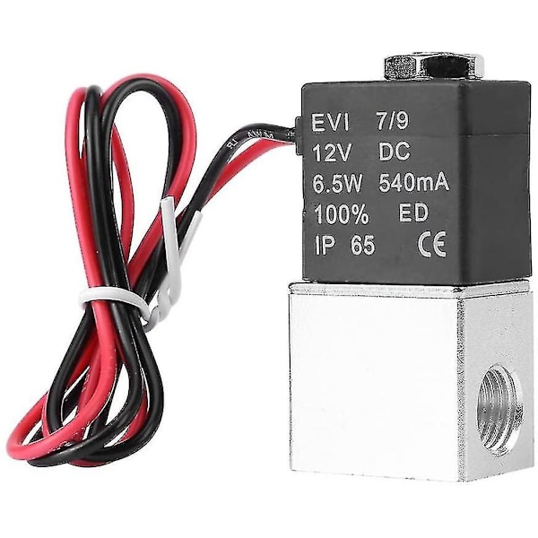Magnetventil, 12v DC 1/4\" 2-vejs normalt lukket 1,2mpa pneumatisk aluminiummagnetventil til luftvand (dc12v)