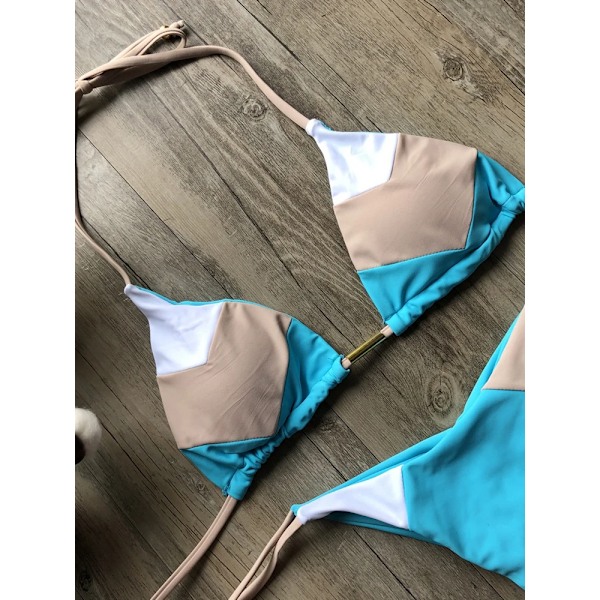 2023 Sexig Bikini Flerfärgad Baddräkt Dam Badkläder Push Up Ribbad Bikini Set Brasiliansk Baddräkt Beach Wear Badar Biquini hei jiuhon bai hei jiuhon bai L