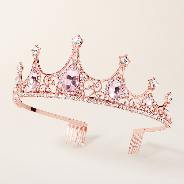 Kristalltiara krona med strass kam för bröllop brud