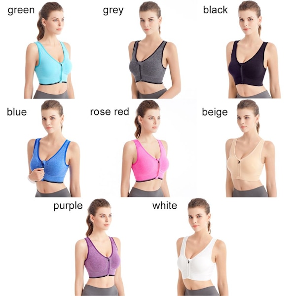 Dragkedja Sport-BH Plus Size Löpning Yoga Fitness BLÅ M blå blue M