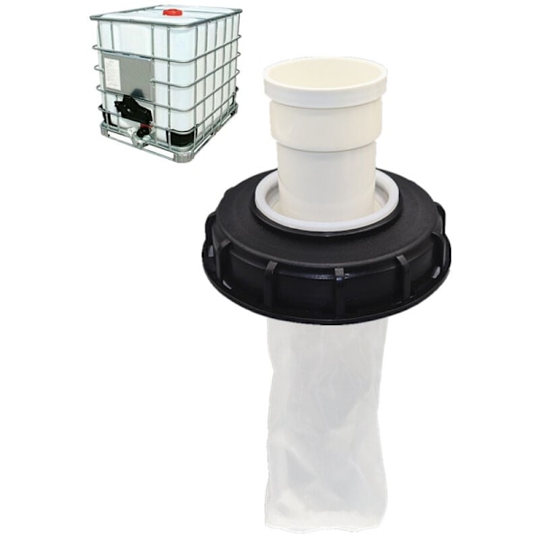 MUMU 180°IBC Tanklock med tvättbart nylonfilter för 1000L IBC Regnvattentank, IBC Lockfilter, IBC Tanktillbehör, Nylon Regnvattenfilter 165mm