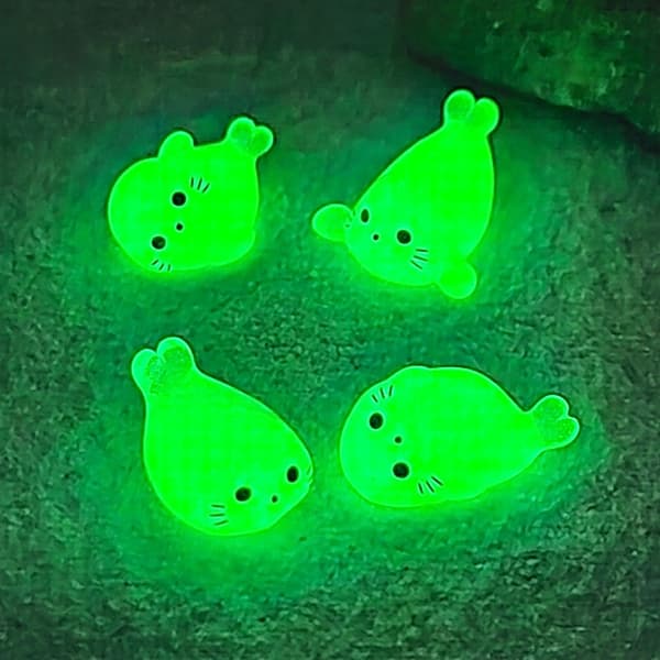 Miniature Seal with Luminous Effect, 100 Pcs, Resin Art Decorations, Shelf Ornaments-FA-