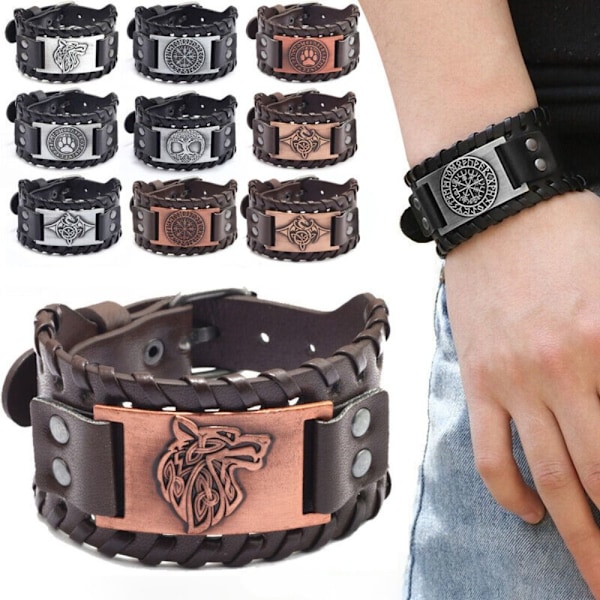 Viking Armbånd Bred Armbånd SVART ULF WOLF Sort Wolf-Wolf Black