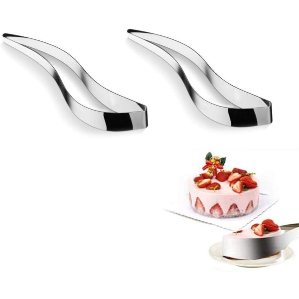 2-delad kakskärare, tårtkniv i rostfritt stål, skärare för dessert